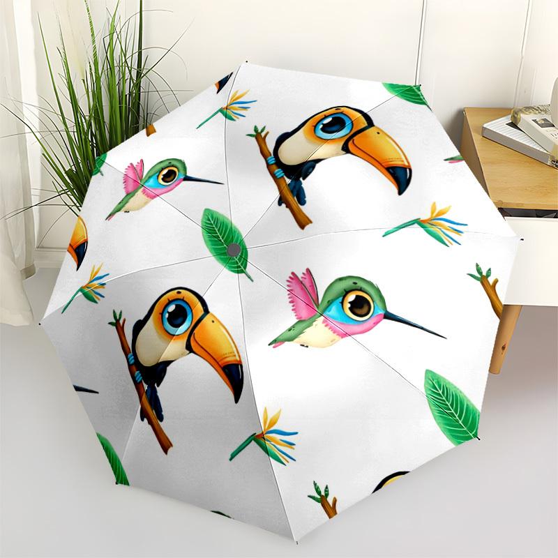 

1pc Toucan, Tropical Birds Automatic Open/Close Umbrella - Portable Collapsible Umbrella with 8-Rib Stability, Fashion Lovers yy251017192