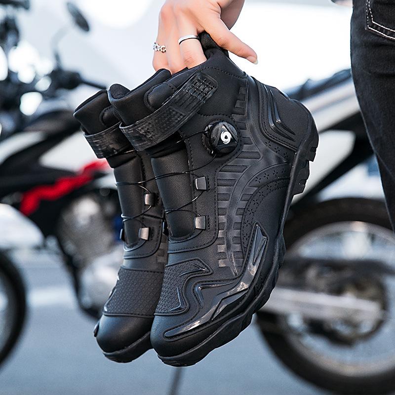 Rutschfeste Motorrad-Stiefel für Herren mit Gummisohle und Mikrofaser für Sport und Schutz