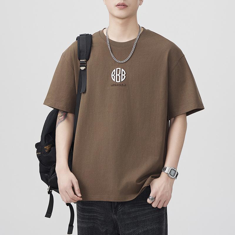 New Summer Concave and Concave Print Short-sleeved T-shirt for Men's Loose Japanese Casual
