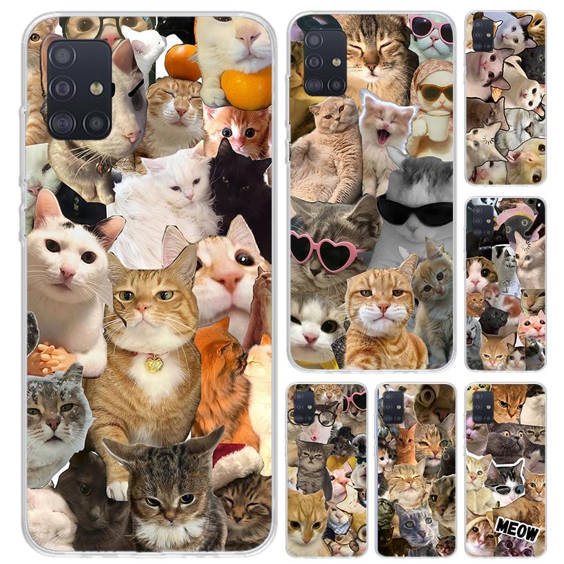 Crying Cat Memes Phone Case for Samsung Galaxy A52 A32 A22 A12 A02S A50S A30S A10S Note 20 Ultra 10 Plus S10 A31 A20 A71 A72 Gal