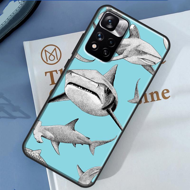 Ferocious Shark Animal Case For Xiaomi Redmi Note 14 13 11 9 10 12 Pro 9S 10S 11S 12S Redmi 10C 12C 13C 14C Cover