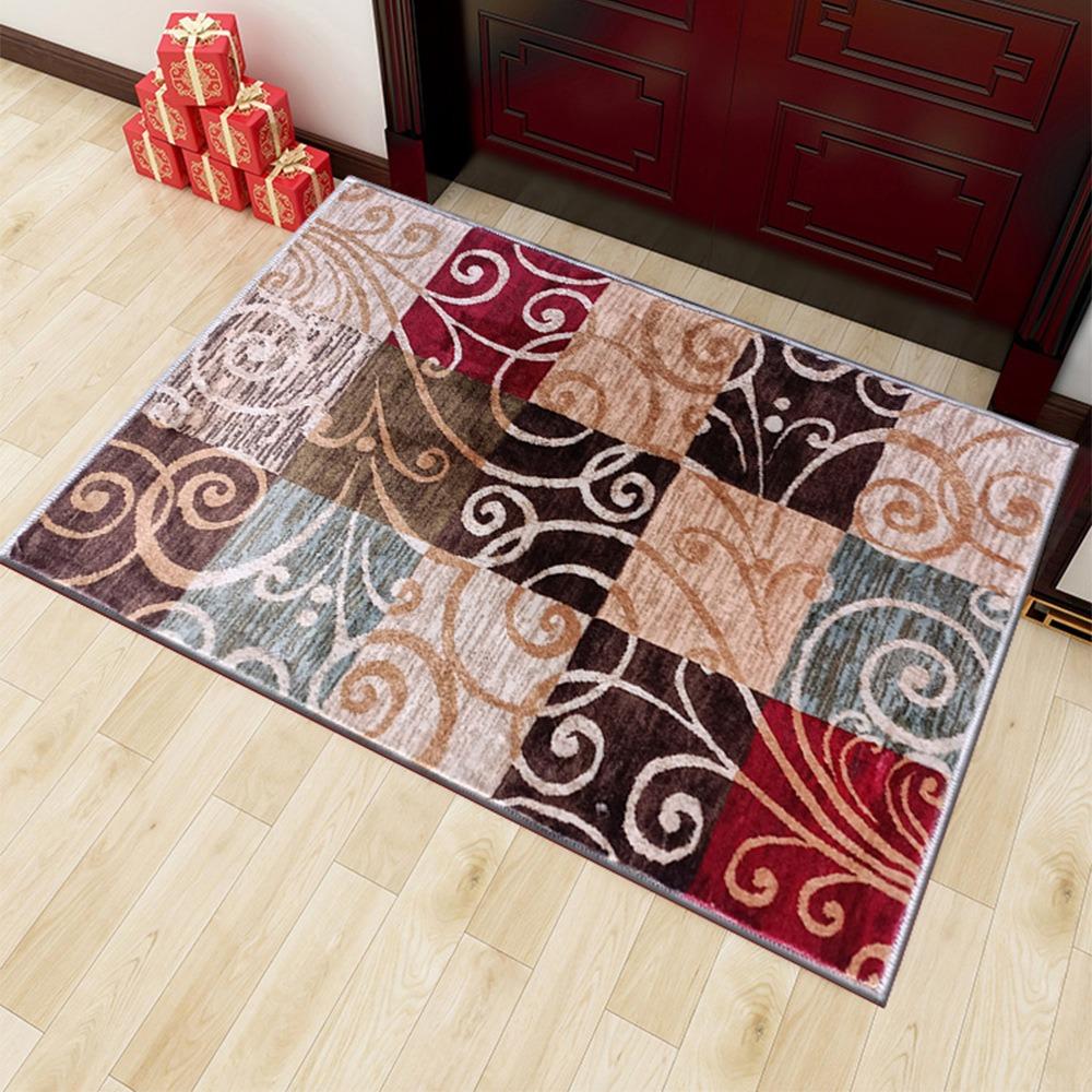 Vintage Ethnic Style Door Mat With Persian Floral Geometric Patterns NonSlip Retro Entrance Rug For Families Home Decor