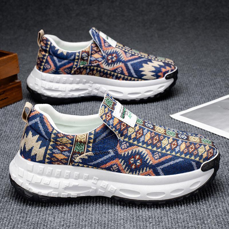 Fashion Men Dude Shoes Print Canvas Shoes Bohemia Style Summer Trendy Hot Sale Women's Canvas Breathable and Anti-slip Casual Sneakers