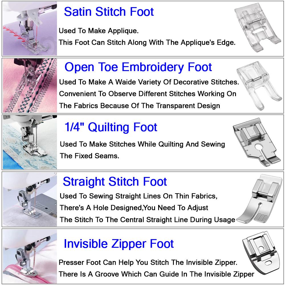 11 PCS Sewing Machine Presser Foot Set For Singer Brother Babylock Janome Snap On Low Shank Sewing Machine Accessories