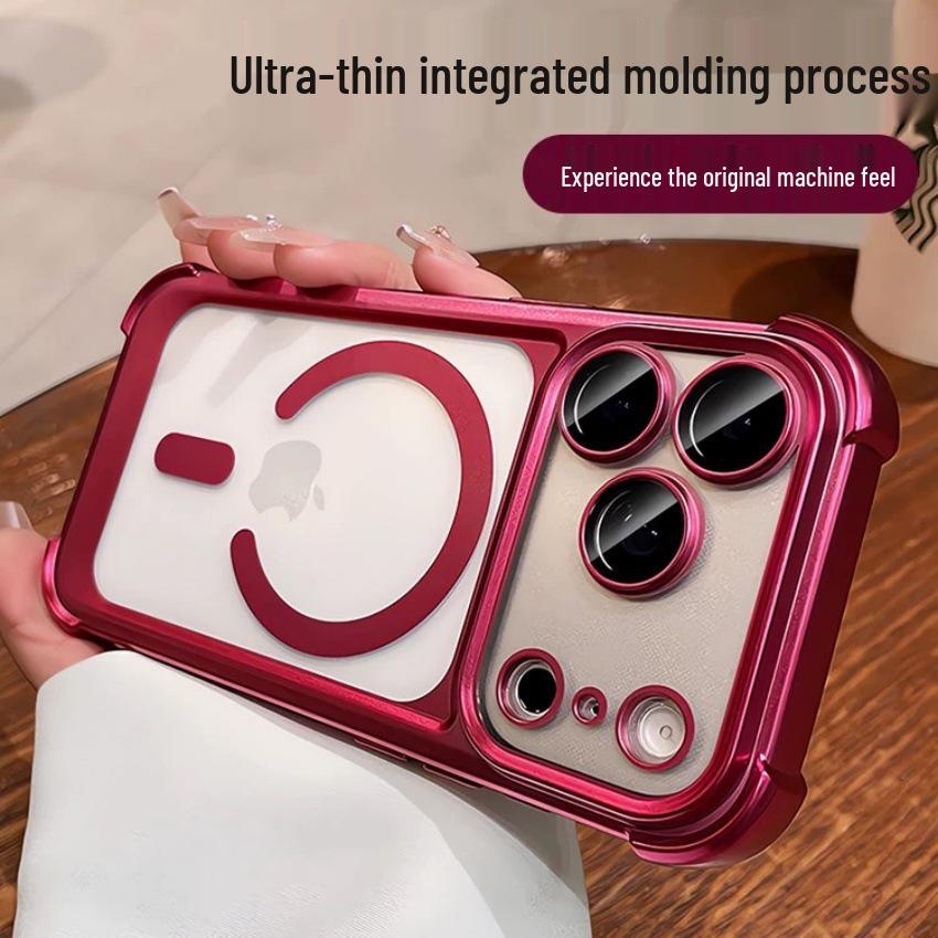 High-Quality Matte Magnetic Suction Airbag Case for iPhone 17 PRO, 16, 15 - Full Coverage, Anti-Drop Protection.
