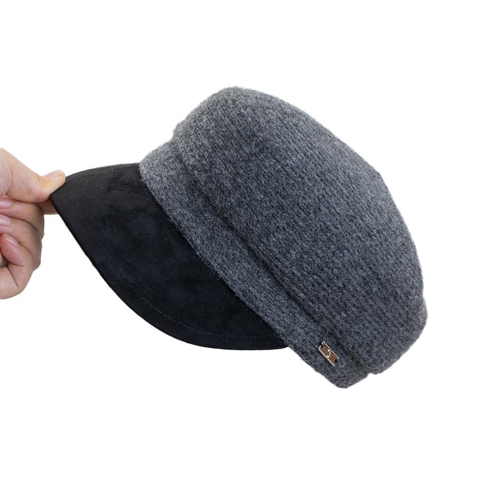 Old Money Woolen Color Matching Flat Top Hat Female Autumn Face Small Octagonal Hat Socialite Casual Beret Newsboy Hat