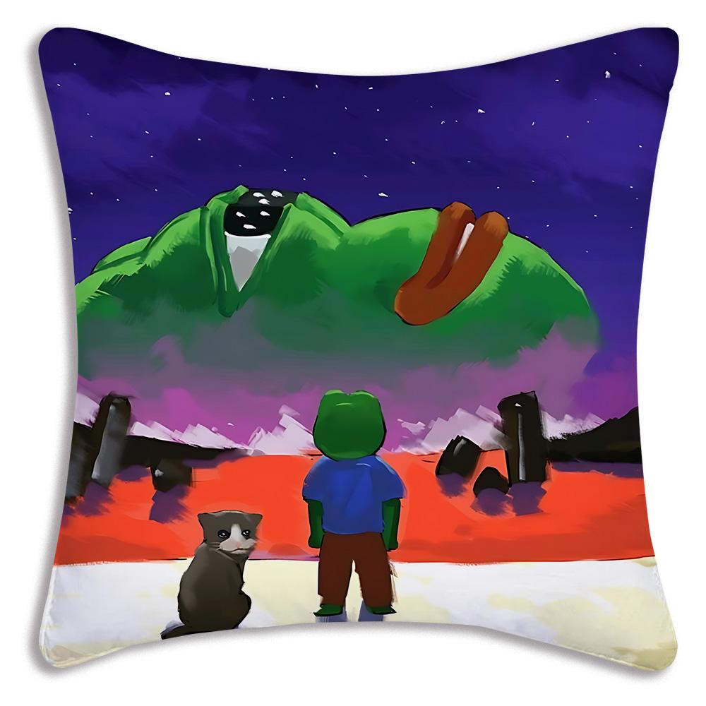 Cartoons fun Sad P-Pepe frog Pillow Covers Cartoon Sofa Decorative Home Double-sided Printing Short Plush Cute Cushion Cover