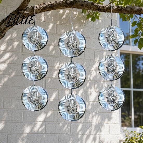 Rotating Garden Sculpture Hand Devil Wind for Spinner Bird Deterrent Outside Hamsa Eye 3D Spinner Stainless Steel Reflective Scare