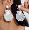 Shell jewelry, simple pearl earrings, geometric scallop conch earrings earrings wholesale