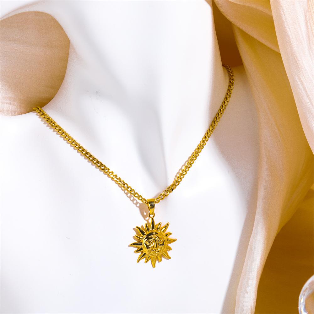 Sun Pendant Necklace Stainless Steel Jewelry Gift