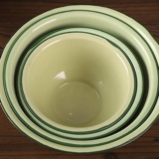 Ciotola da Zuppa Profonda Smaltata Vintage Ispessita Retro Contenitore per Riso Noodles Lavabile in Lavastoviglie Casseruola da Servizio per Pasti Caldi