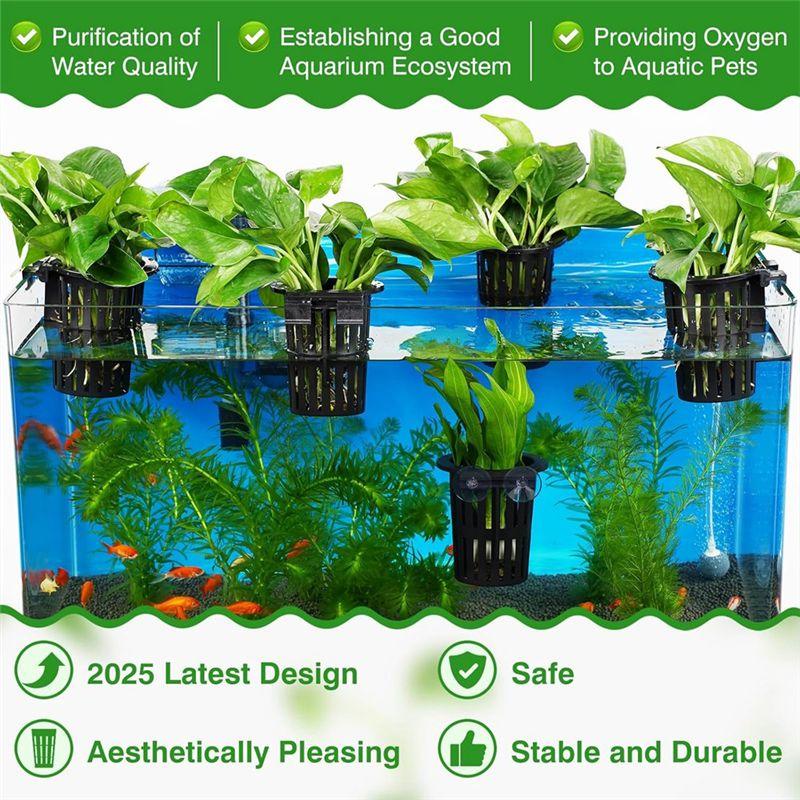 M-Modern-2 Pk Aquarium Plant Holder With 1.57-Inch Extension Hooks And Suction Cups , Suitable For Fish Tank Plant Potting