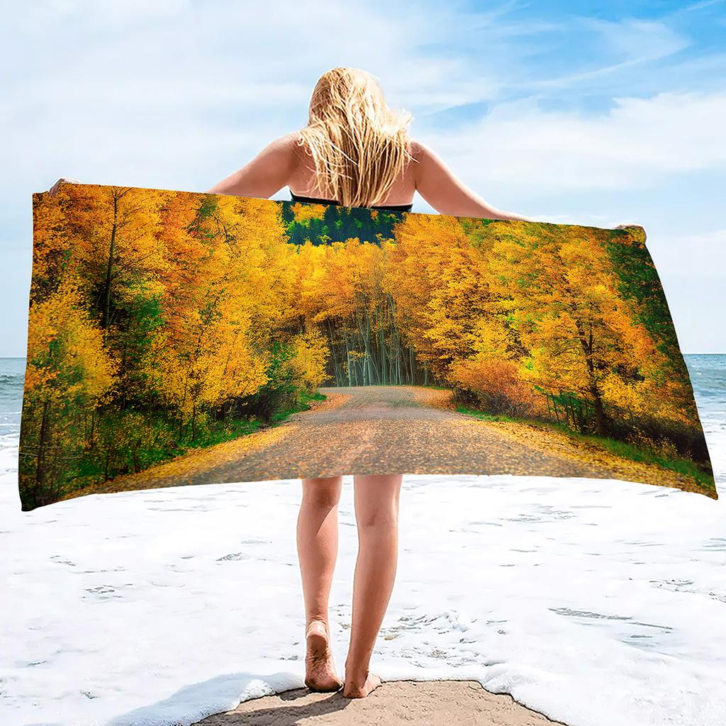 Forest Series Seaside Vacation Beach Towel Swimming Bath Towel Microfiber Sports Towel