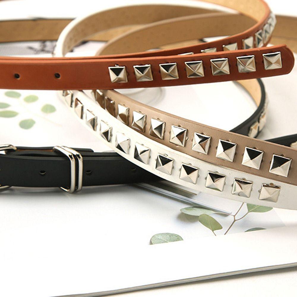 Belt Accessories Thin Metal Buckle For Men Rivet Waist Belts Women Waistband PU Leather Waist Strap