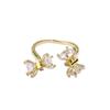 ANENJERY Shiny Zircon Bowknot Open Ring For Women Exquisite Korean Fashion Accessories