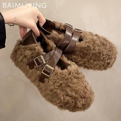 Sapatos Femininos De Pele Plataforma Flats Casuais Botas De Neve Mocassins De Algodão Sapatos Femininos 2025 Tendência Inverno Quente Chinelos De Pelúcia Tênis Mujer