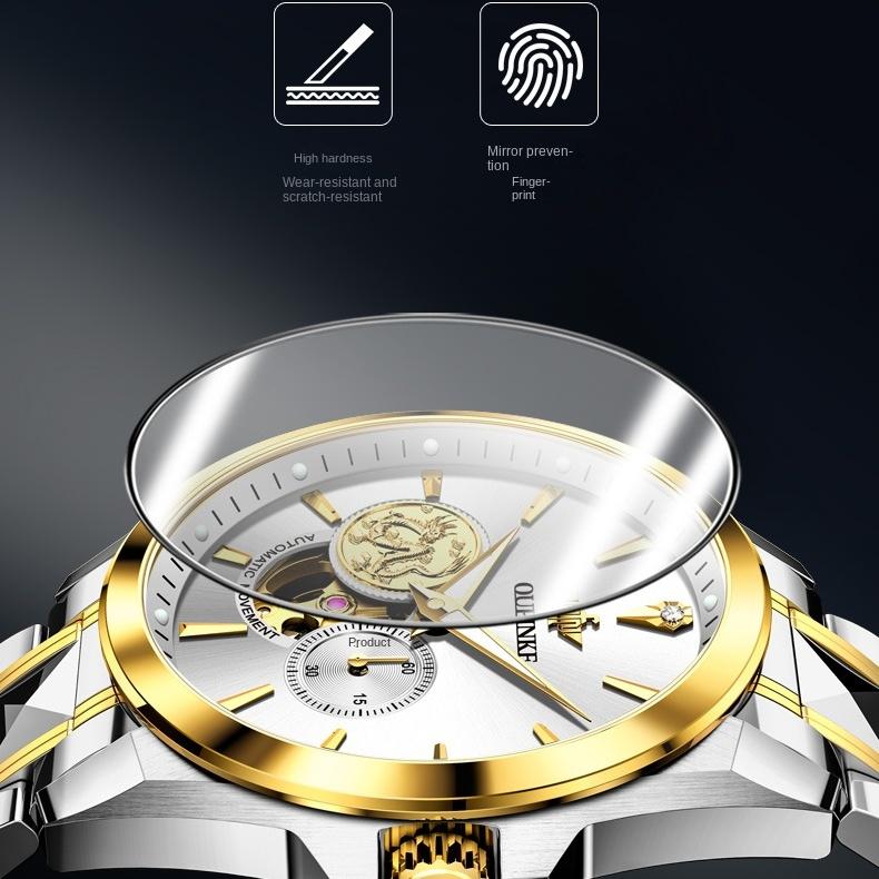 OUPINKE Hodinky Automatické mechanické hodinky Steel Business Vodotěsné pánské hodinky Pánské hodinky