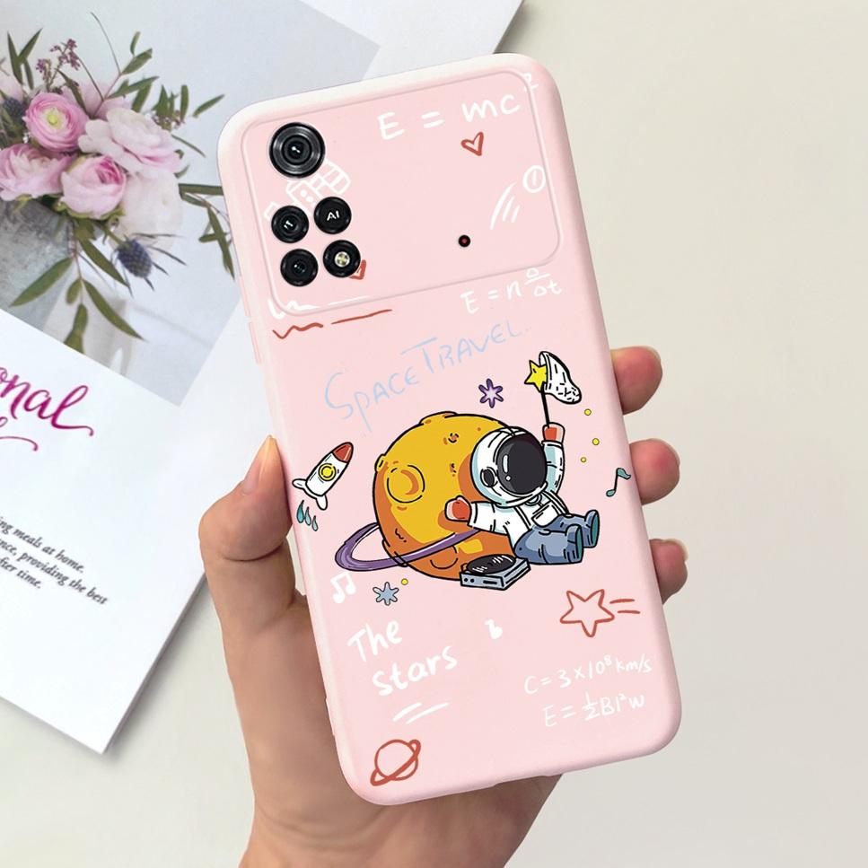 For Xiaomi Poco M4 Pro 4G Case Little Daisy Astronaut Pattern Soft Silicone Covers For Xiaomi Poco M4Pro 6.43"Bumper Phone Cases