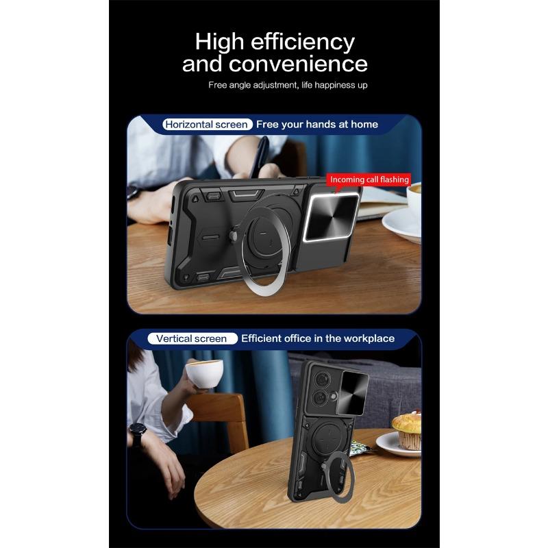 For Motorola Edge 40 Neo Case Slide Camera Lron Ring Protection Stands Kickstand Phone Case For Moto Edge 40 Neo 5G Back Cover