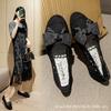 Fashion 2025 Spring Summer Breathable Air Mesh Flats Women Cut Out Bowknot Shoes Lace Loafers Ladies Barefoot Mocassines Mujer Boat Shoe