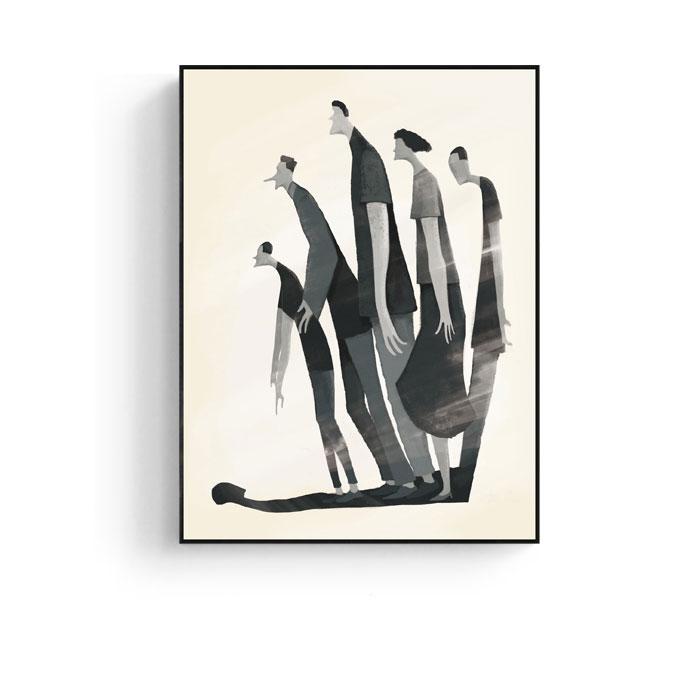 Modern Art Black White Abstract Characters Poster Canvas Painting Print Art Wall Pictures for Living Room Home Decor Cuadros