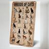 Vintage Breeds of Cats Tin Sign Metal Poster 24 Cat Breeds Illustrations Retro Wall Decor for Home Bar Pub Decorative Sign with