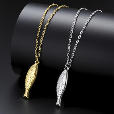 COOLTIME  Fish Pendant Necklace Women's Stainless Steel Adjustable Jewelry Perfect for Everyday Wear, Gifts, and Dates