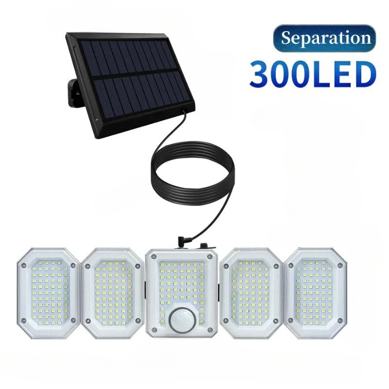 

Солнечные светильники Mexllex для использования на открытом воздухе с датчиком движения, 300 суперярких светодиодов с пультом дистанционного управления, 3 режима, водонепроницаемость IP65 для сада 333 LED split type