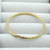 2.5mm Fine Twist Yellow Brass Woven Adjustable Open Bracelet with Hole - Korean Style