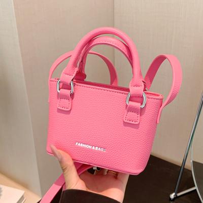 PU Leather Handbag for Women Crossbody Bucket Bags for Ladies Pink Messenger Bags Evening Clutch Small Totes