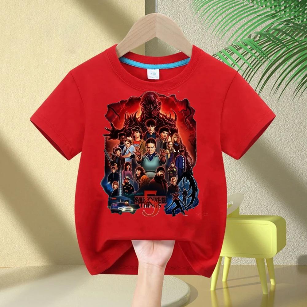 Stranger Things Demogorgon spaudinio marškinėliai berniukams ir mergaitėms, klasikiniai trumpomis rankovėmis marškinėliai su atvirkštiniu dizainu iš 1983 m., dovana
