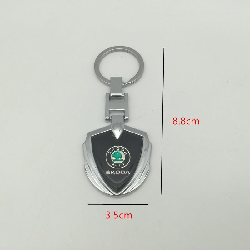 AAFO1 1pcs Metal+Leather for skoda Car Key Cover Case Wallet Emblem Keychain key chain Keyring bag badge Decal styling Accessories