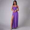 Women's Sexy Slimming, Body Fitting Backless Halter Neck Waist Cinching Long Gown Sleeveless Long Gowns with Side Slit for Special Occasions