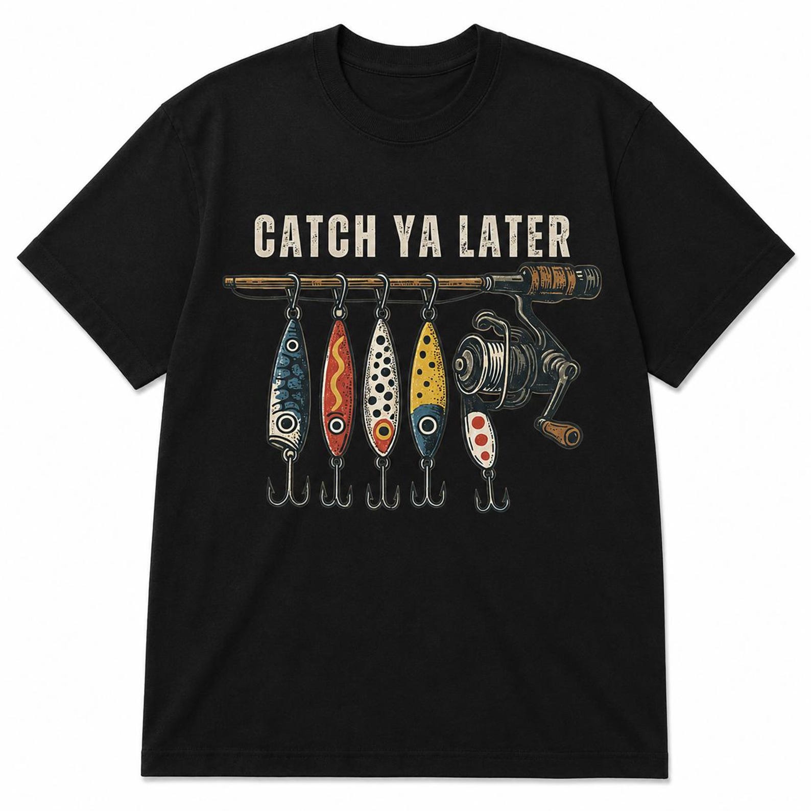 Catch Ya Later Fishing Shirt, Retro Lure Graphic Tee, Angler Apparel XL