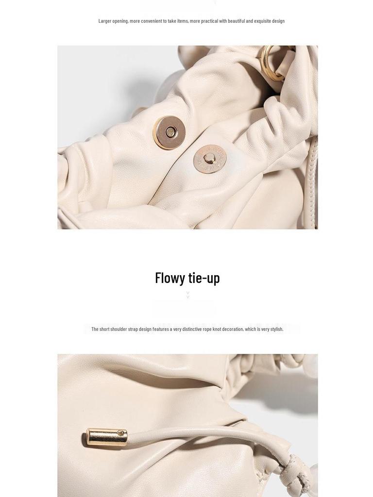 Women's 2025 Spring/Summer Pleated Chain Bucket Crossbody Bag