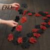 High-density Fabric Leaves Artificial Maple Leaf Garland, Autumn Faux Vine, Black & Red Fall Garland Hanging Vine for Fireplace Front Door