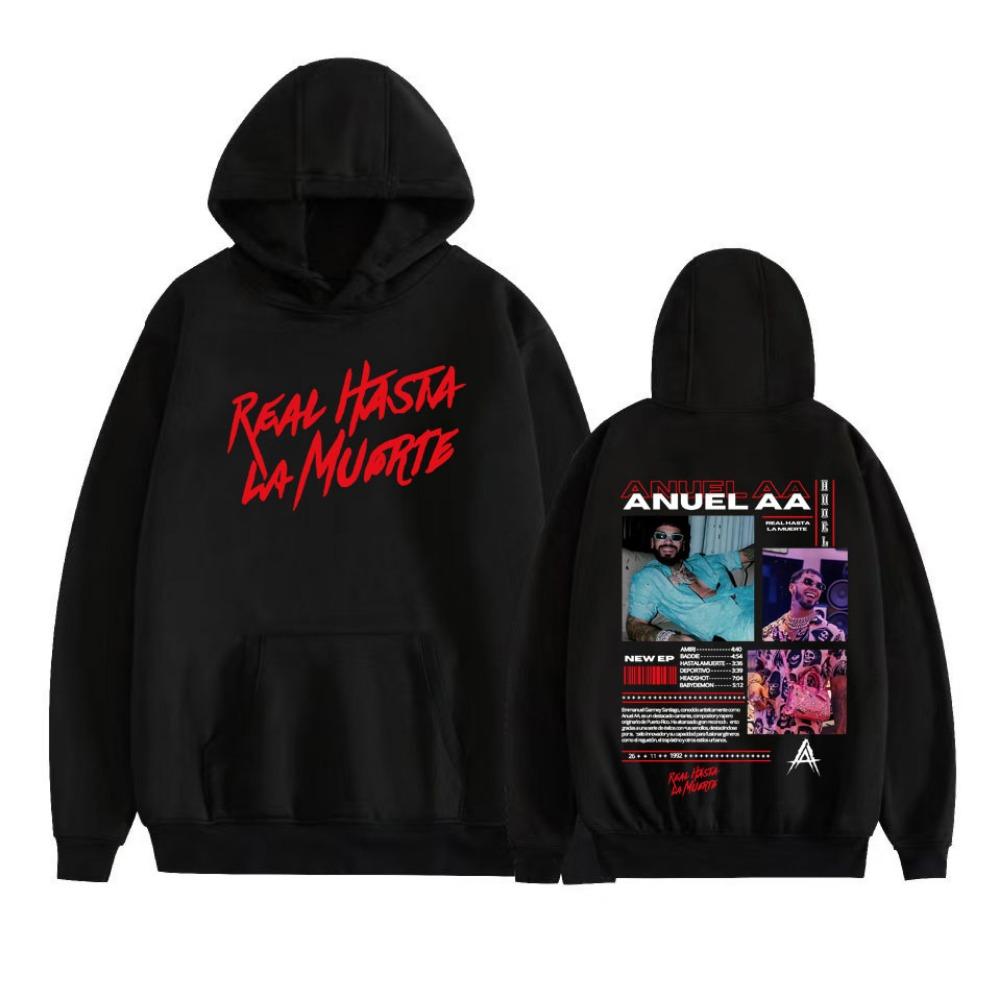

Rapper Anuel AA Real Hasta La Muerte 2025 Graphic Hoodie Men Women Fashion Hip Hop Harajuku Pullover Long Sleeve Sweatshirt Tops M