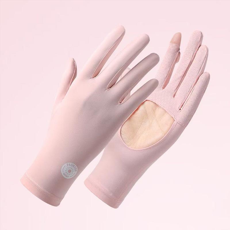 1pc Palm Cutout Thin Sunscreen Gloves Breathable Screen Mittens Summer Anti-UV Exposed Finger Ice Silk
