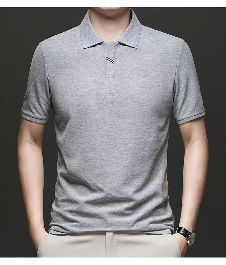 Machine Washable High-End Counter Quality Solid Color Short-Sleeved Knitted T-Shirt Polo Shirt High-End Feeling