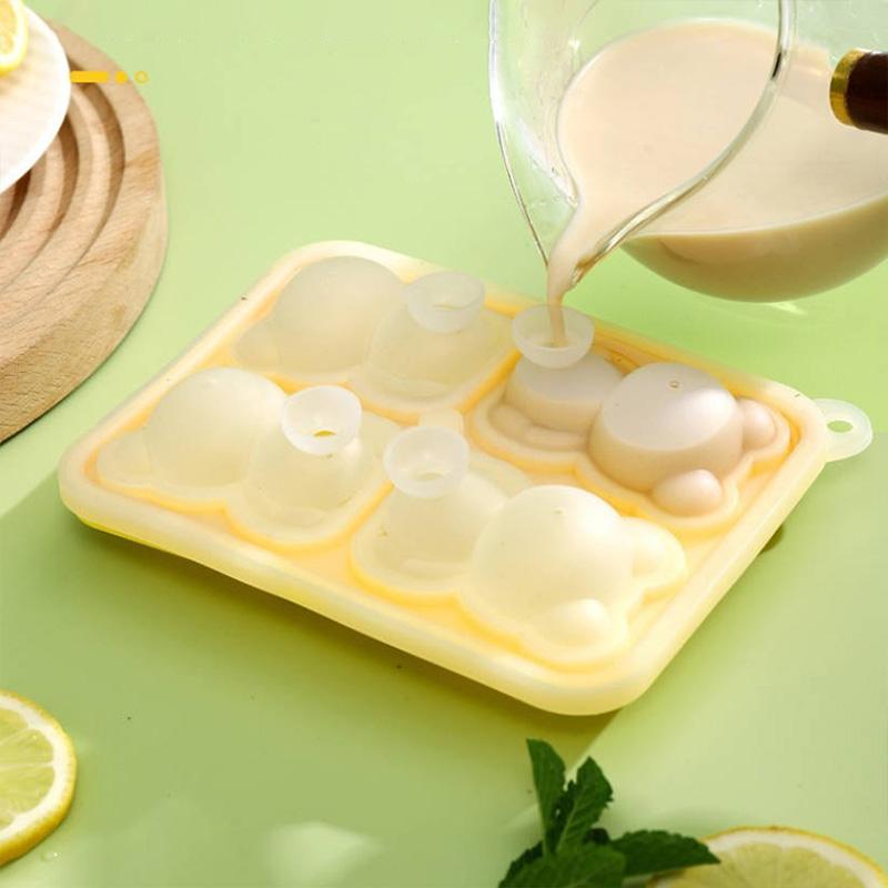 1PC Mode Niedlichen Bären Küche Werkzeug Vier Grid Eis Gitter Silikon Form Ice Cube Mold