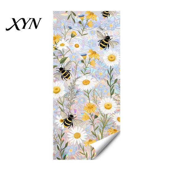 Removable Heat Control Film Sun Catcher Static Window Film, Flower Butterfly Self-Adhesive Glass Sticker, Decorative Privacy Screen for Windows Cling