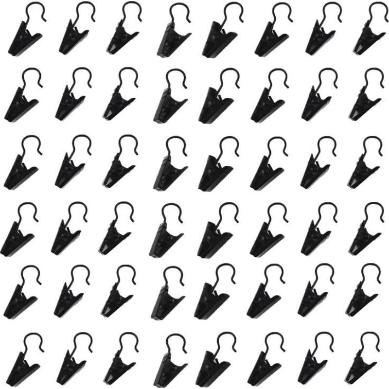 50 szt./zestaw Czarne Srebrne Metalowe Haczyki Klipsy Wiszące Klipsy do Zasłon Wieszak