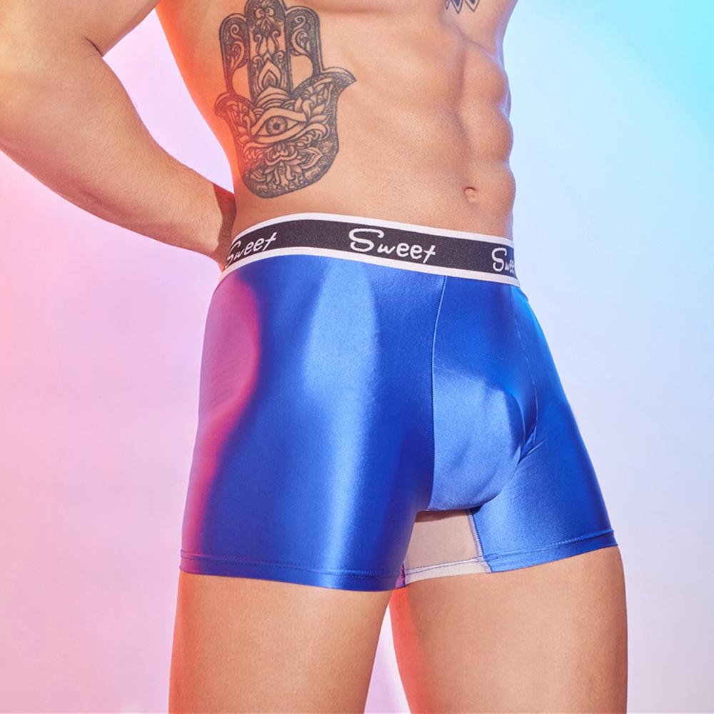 Sexy Herren Satin Glatt Boxershorts Wild U Konvexer Beutel Slips Unterhosen Atmungsaktiv Wölbung Beutel Unterwäsche Elastischer Formende Kleidung