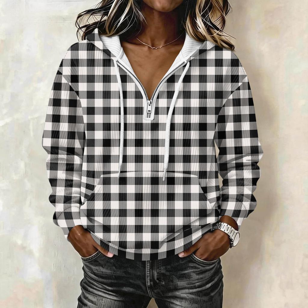 Felpa con cappuccio da donna a maniche lunghe con stampa a righe Pullover con