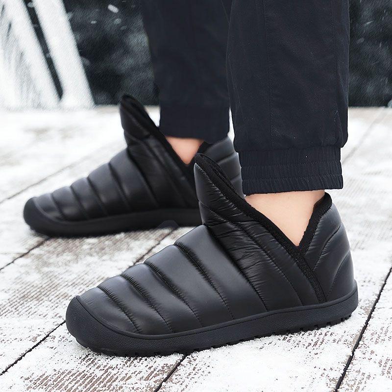 Winter Men Waterproof Ankle Boots Lightweight Men Sneakers Snow Boots Outdoor Couple Warm Cotton Boots Keep Warm Sandproof Shoes