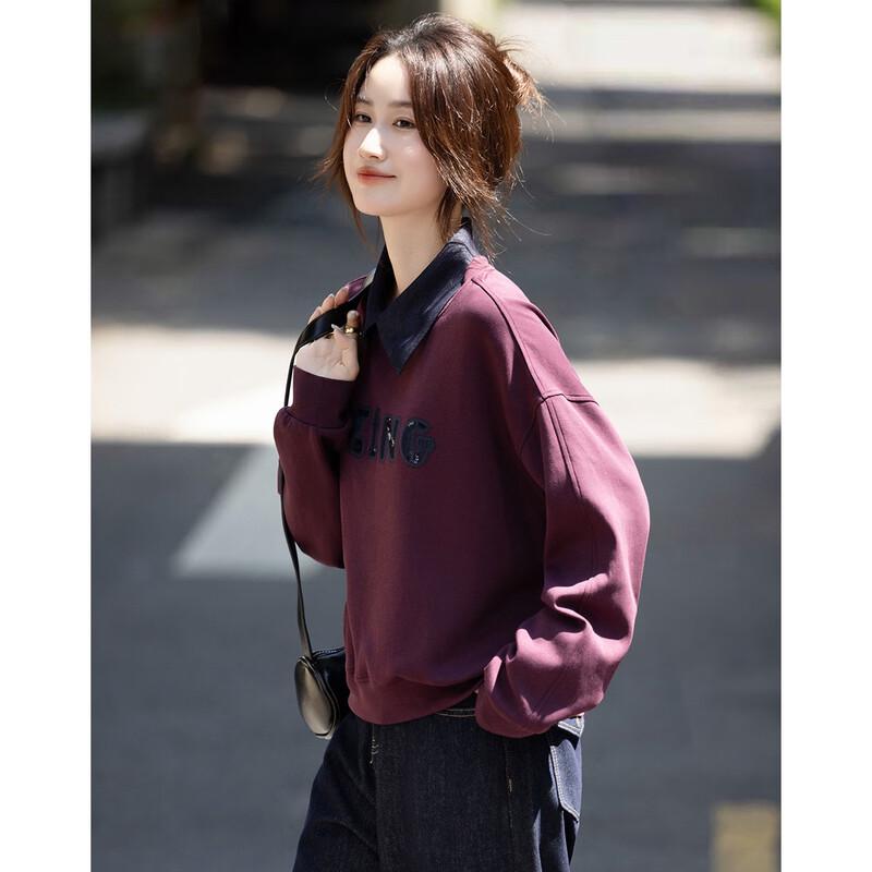 Demana Women's Air Layer Embroidered Polo Collar Sweatshirt
