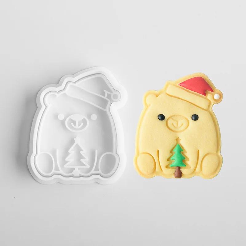 PLA Plastic 3D Cartoon Bear Cookie Mould Valentine's Day Love Baking Mould Fondant Biscuit Cutter Cake Decorating Accessories