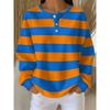Women'S Striped Print Casual Sweatshirt | Crew Neck, Button Details, Slight Stretch Fabric, Ideal For Fall/Winter