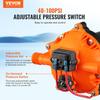 Water Diaphragm Pump, 12V DC, 5.5 GPM Flow, 70 PSI Rated Pressure (40-100 PSI Adjustable), 1/2" MNPT Self Priming Sprayer Pump with Pressure Switch