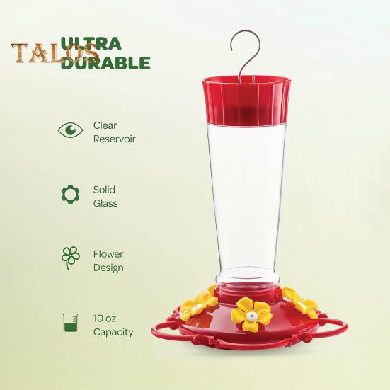 Açık Hava İçin Sinek Kuşu Besleyici Asılı Sızdırmaz Plastik Kuş Besleyici 5 Çiçek Besleme Portu ve Dış Bahçe Dekoru İçin Karınca Hendeği